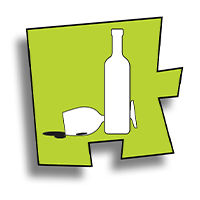 The first puzzle piece to depict the problem of unhealthy alcohol use is a bottle of wine with a spilled glass of wine next to it.