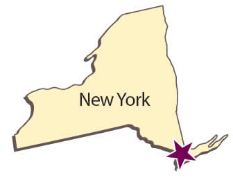 A map showing New York City.