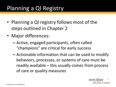Planning a QI Registry
