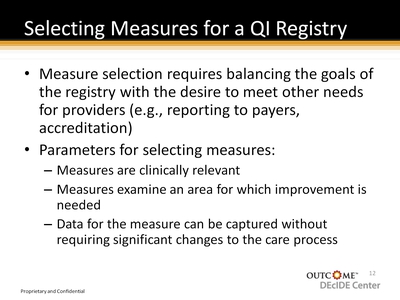 Selecting Measures for a QI Registry