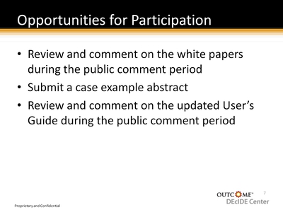Opportunities for Participation