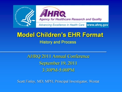 Model Children's EHR Format: History and Process