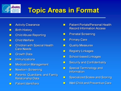 Topic Areas in Format