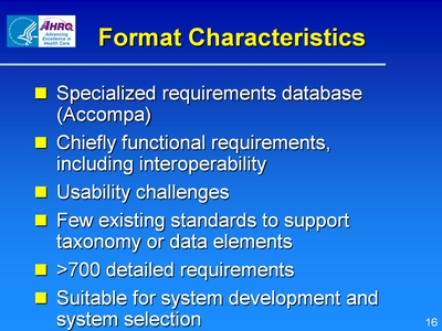 Format Characteristics