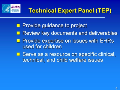 Technical Expert Panel (TEP)
