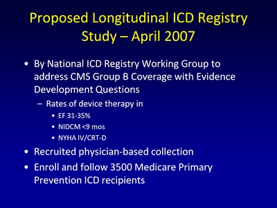 Proposed Longitudinal ICD Registry Study-April 2007