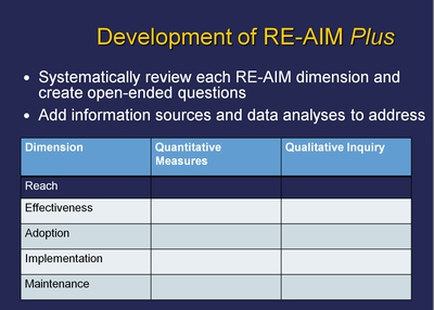 Development of RE-AIM Plus