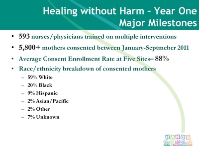 Healing Without Harm-Year One Major Milestones