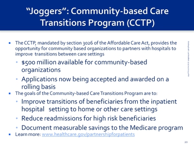 "Joggers": Community-based Care Transitions Program (CCTP)