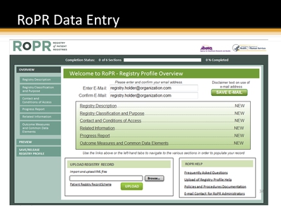 RoPR Data Entry
