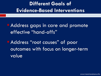 Different Goals of Evidence-Based Interventions