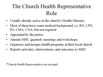 The Church Health Representative Role