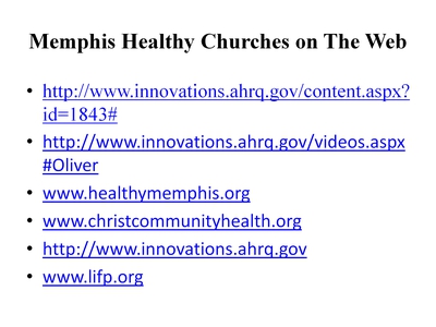 Memphis Healthy Churches on The Web