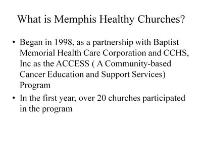 What is Memphis Healthy Churches?