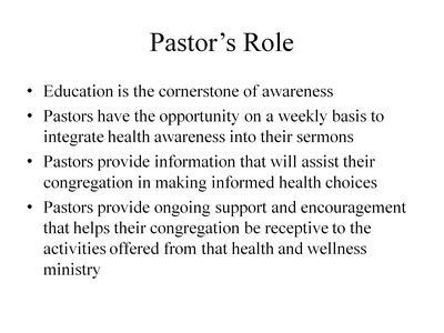 Pastor's Role