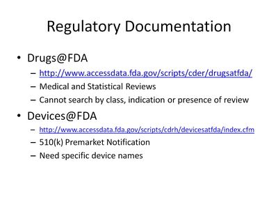 Regulatory Documentation