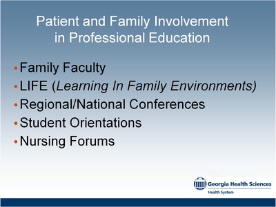 Patient and Family Involvement in Professional Education