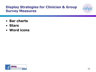 Display Strategies for Clinician and Group Survey Measures