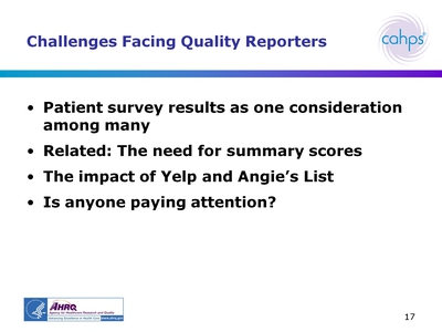 Challenges Facing Quality Reporters