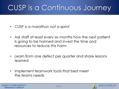CUSP is a Continuous Journey