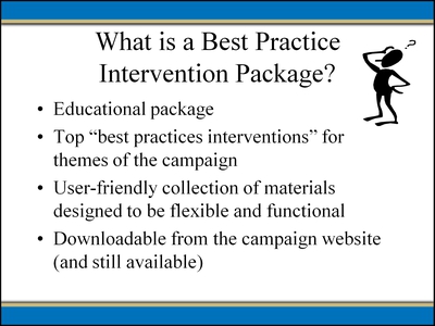 What is a Best Practice Intervention Package?