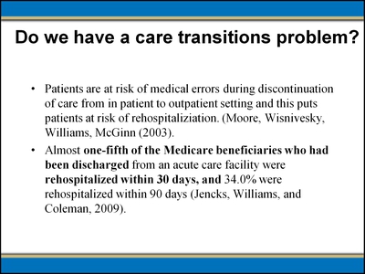 Do We Have a Care Transitions Problem?