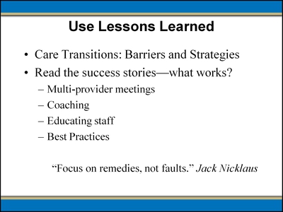 Use Lessons Learned