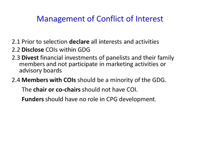 Management of Conflict of Interest