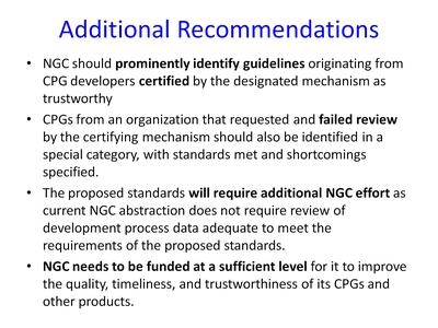 Additional Recommendations