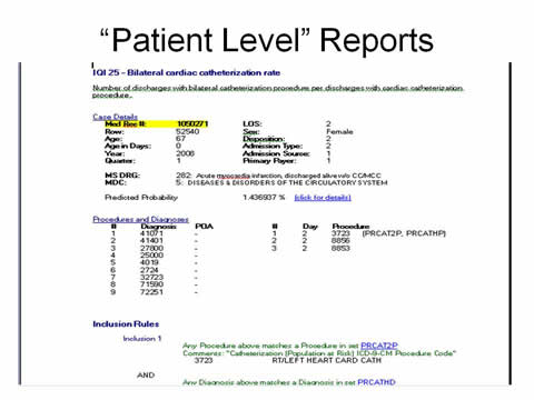 "Patient Level" Reports