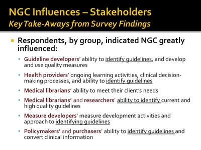 NGC Influences-Stakeholders: Key Take-Aways from Survey Findings