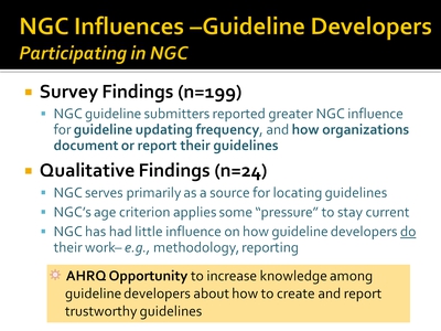 NGC Influences -Guideline Developers: Participating in NGC