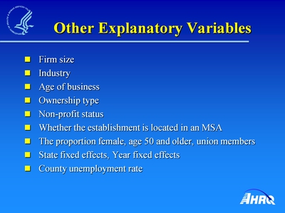 Other Explanatory Variables