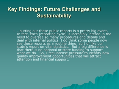 Key Findings: Future Challenges and Sustainability