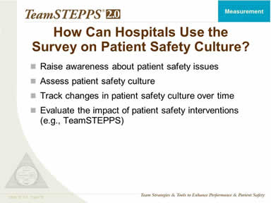 How Can Hospitals Use the Survey on Patient Safety Culture?