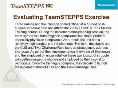 Evaluating TeamSTEPPS Exercise