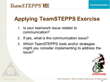 Exercise: Applying Teamstepps