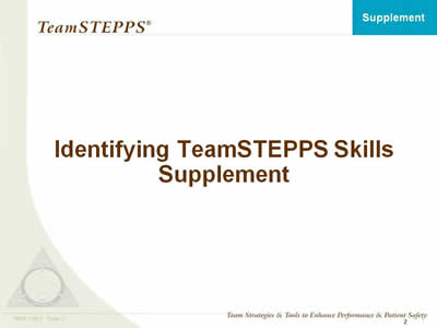 Identifying TeamSTEPPS Skills Supplement.