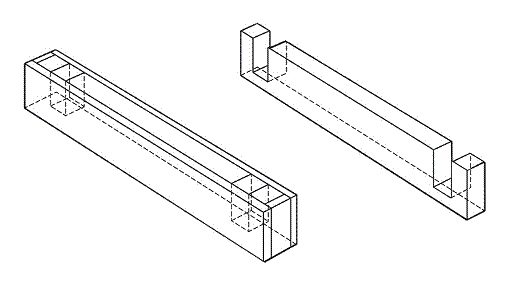three-dimensional drawing of two types of brace-style risers for adjusting chair height