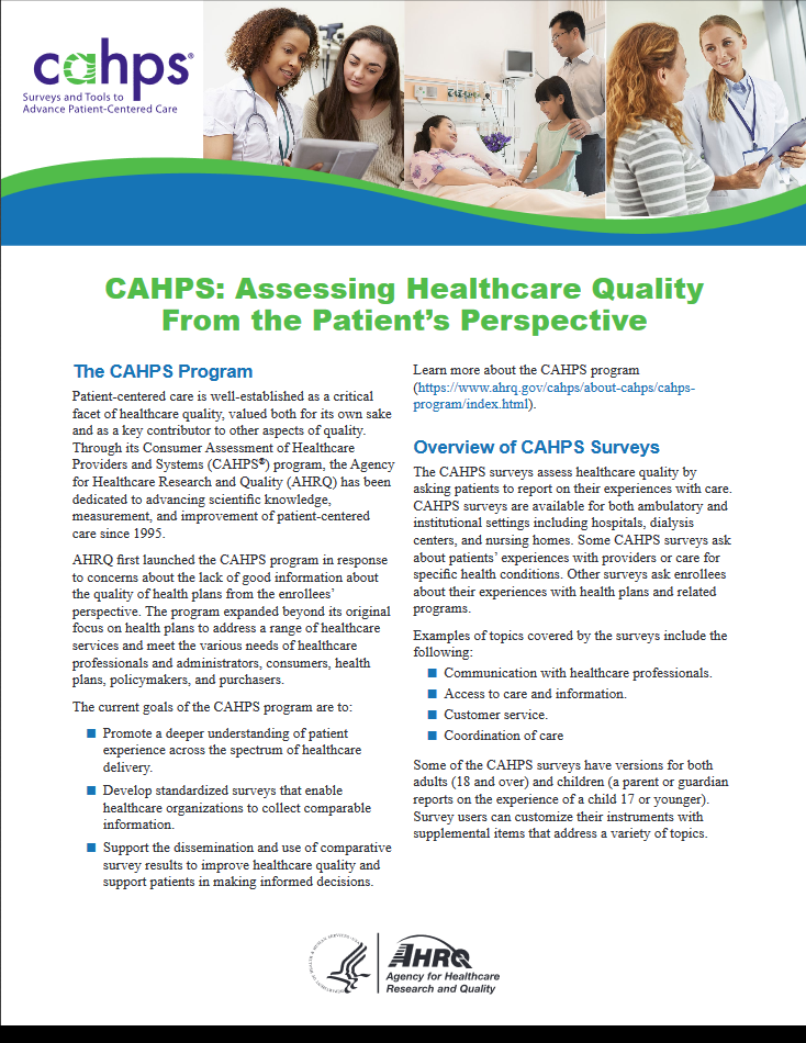 Cover of CAHPS program brief