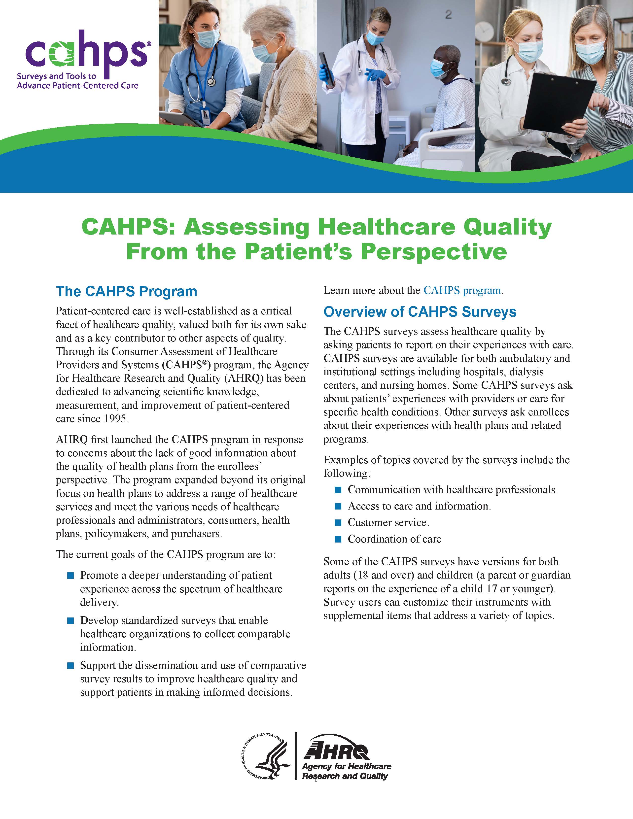 Cover of CAHPS program brief