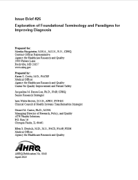 Exploration of Foundational Terminology and Paradigms for Improving Diagnosis