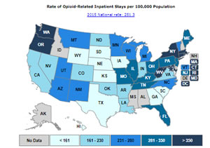 HCUP Fast Stats - Opioid Inpatient Stays Map