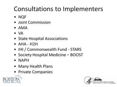 Consultations to Implementers