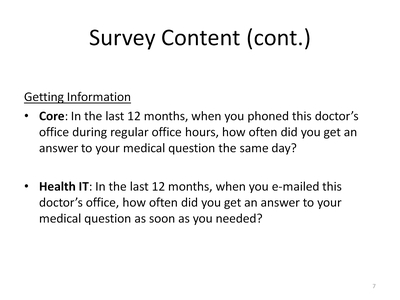 Survey Content (cont.)