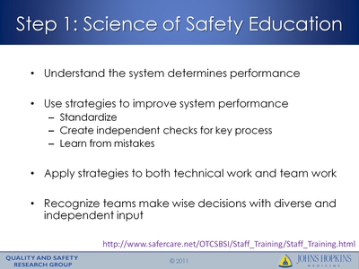 Step 1: Science of Safety Education