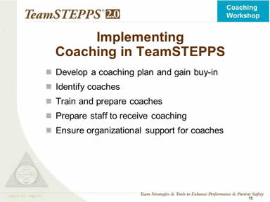 Implementing Coaching in TeamSTEPPS