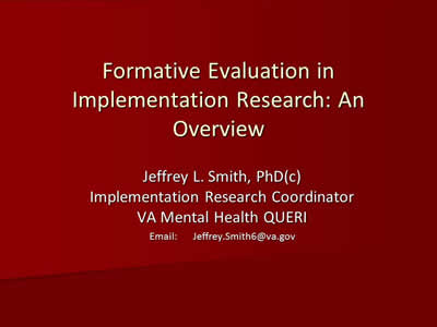 Formative Evaluation in Implementation Research: An Overview