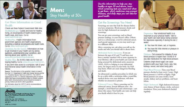 Picture of the Men: Stay Healthy at 50+ brochure.