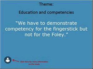 Theme: Education and competencies  "We have to demonstrate competency for the fingerstick but not for the Foley.